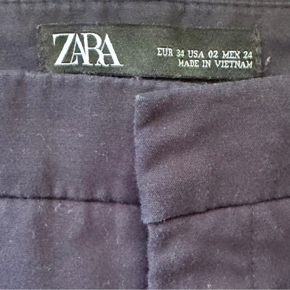 Zara Mid-Rise Navy Blue Straight Leg Trouser Pants Size 2 - Picture 6 of 6